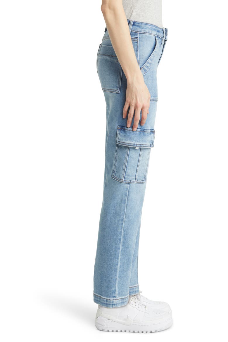 Crop Straight Leg Cargo Jeans, Alternate, color, MED WASH