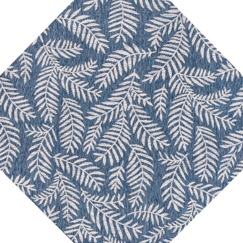 Jonathan Y Nevis Palm Frond Octagon Indoor/outdoor Area Rug In Blue