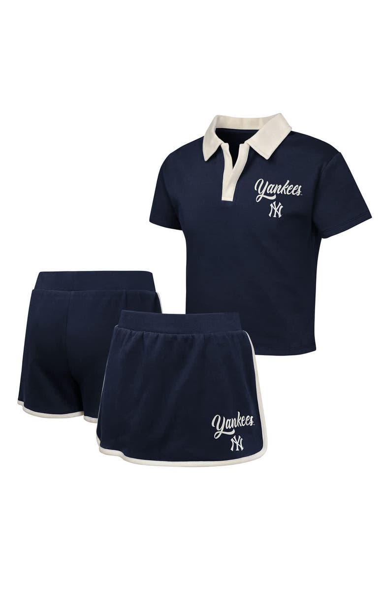 Outerstuff Girls Youth Navy New York Yankees Base Trainer Johnny Polo and Skort Set, Main, color, Navy