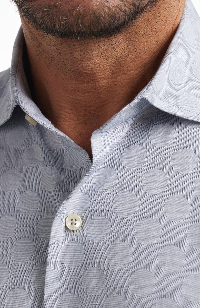 David Donahue Dot Jacquard Cotton Button-Up Shirt, Alternate, color, Denim