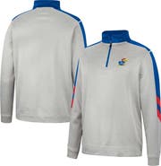 COLOSSEUM Men's Colosseum Gray/Royal Kansas Jayhawks Bushwood Fleece Quarter-Zip Jacket