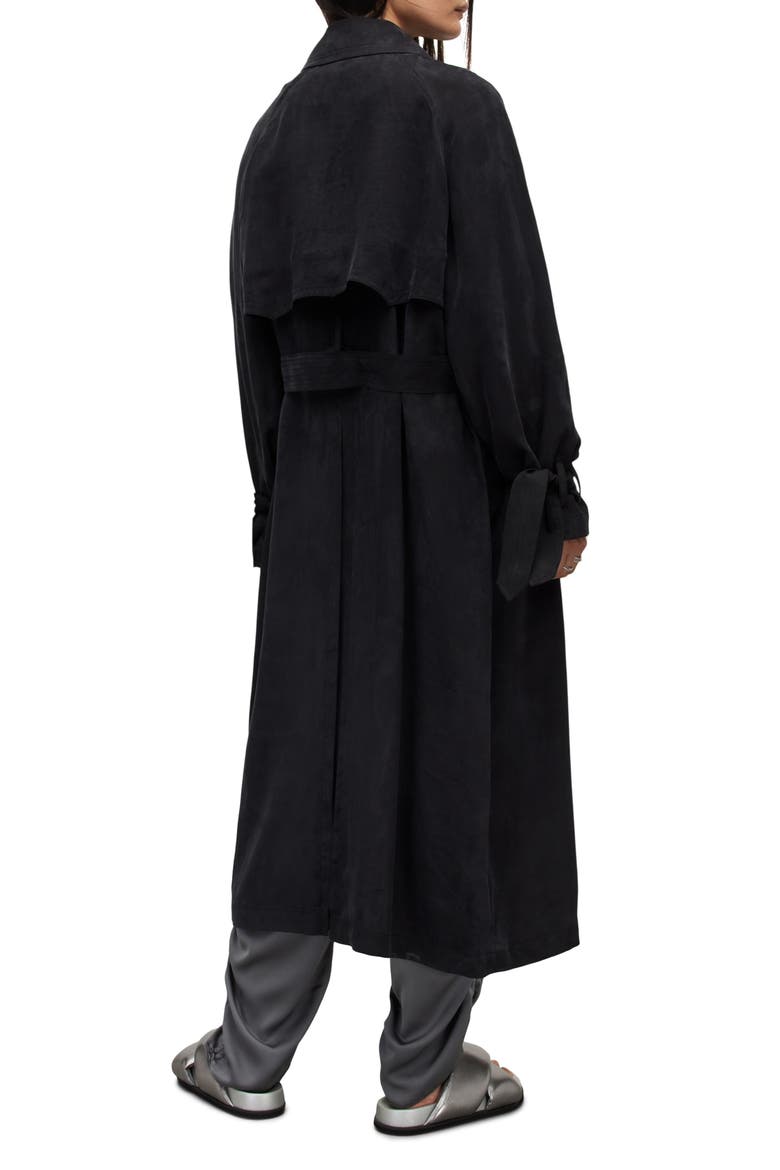 Kikki Relaxed Fit Double Breasted Trench Coat, Alternate, color, BLACK