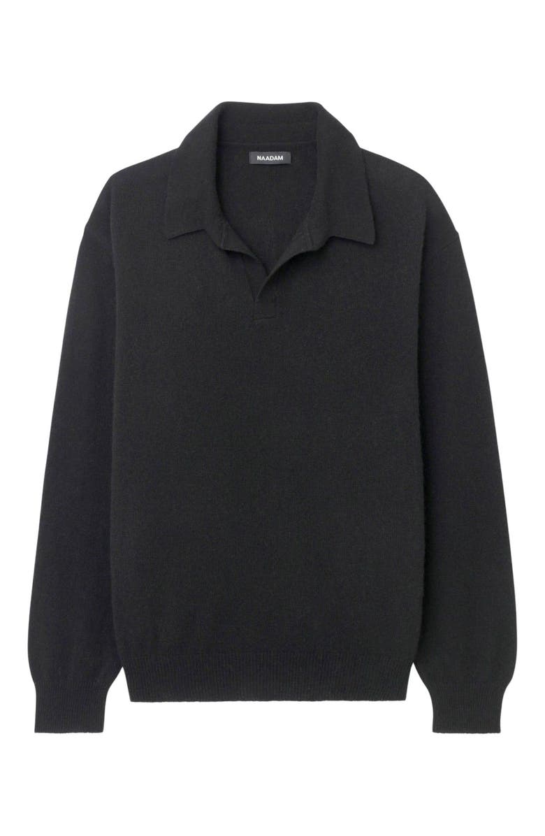NAADAM Lightweight Cashmere Relaxed Polo, Alternate, color, Black