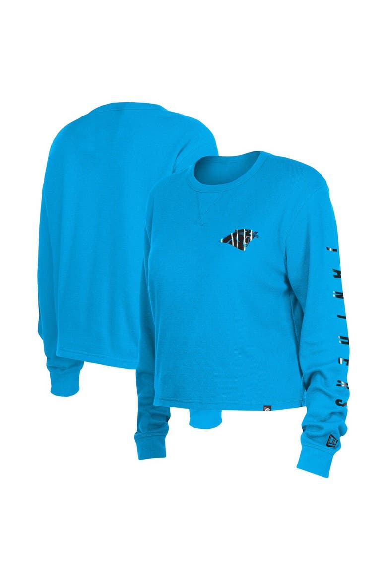 Women's New Era  Blue Carolina Panthers Thermal Crop Long Sleeve T-Shirt, Main, color, Blue