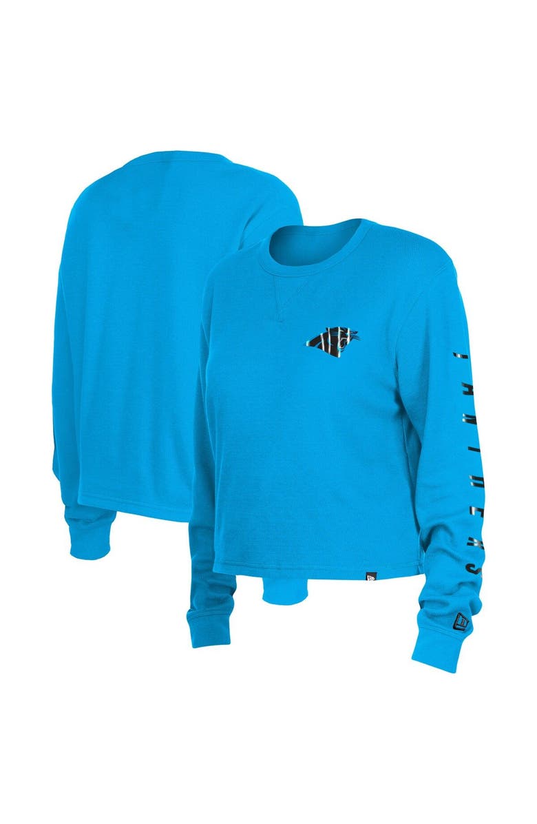 New Era Women's New Era  Blue Carolina Panthers Thermal Crop Long Sleeve T-Shirt, Main, color, Blue