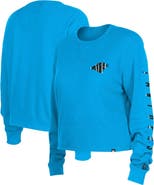 New Era Women's New Era  Blue Carolina Panthers Thermal Crop Long Sleeve T-Shirt