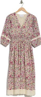 Maisie Floral Smocked Waist Midi Dress