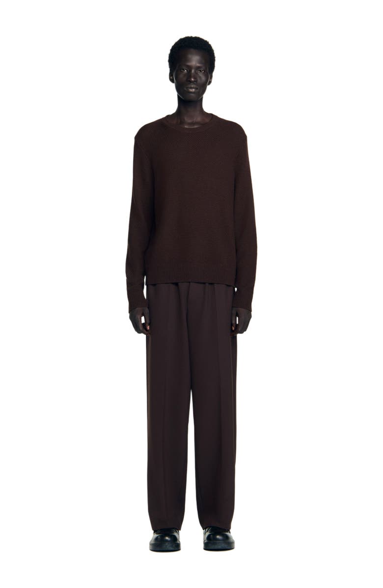 SANDRO Textured knit sweater, Alternate, color, Chocolate