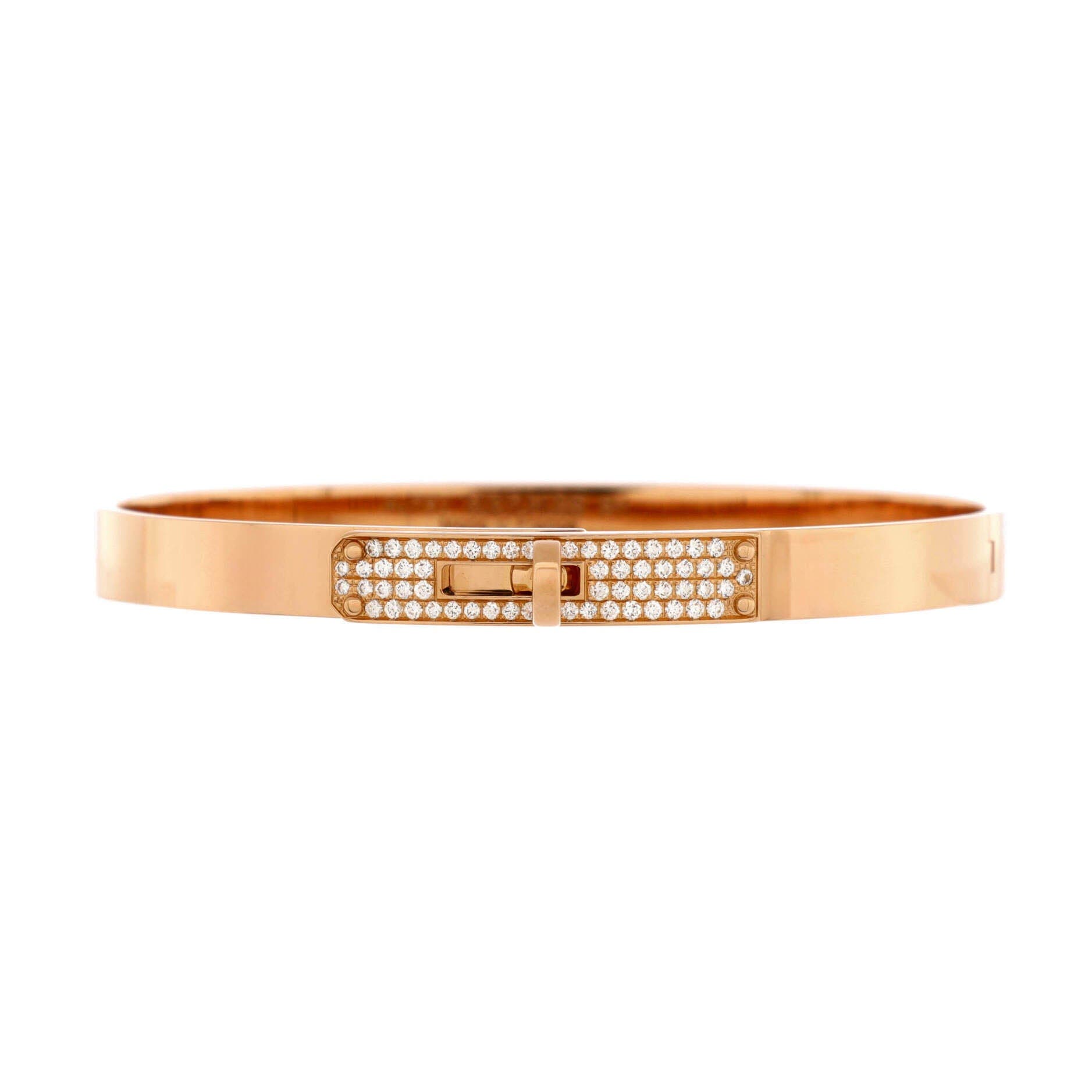 Kelly Bracelet 18K Rose Gold and Pave Diamonds Small, Main, color, Metallic Gold