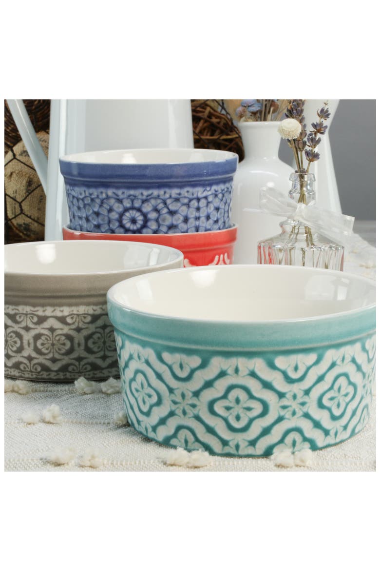 Set of 4 Stoneware Dominique Soufflé Dishes, Alternate, color, WHITE MULTI