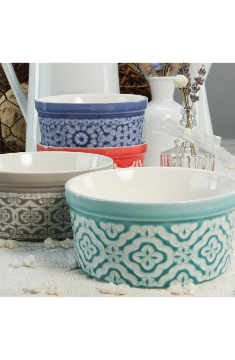 BIA Cordon Bleu Set of 4 Stoneware Dominique Soufflé Dishes, Alternate, color, White Multi