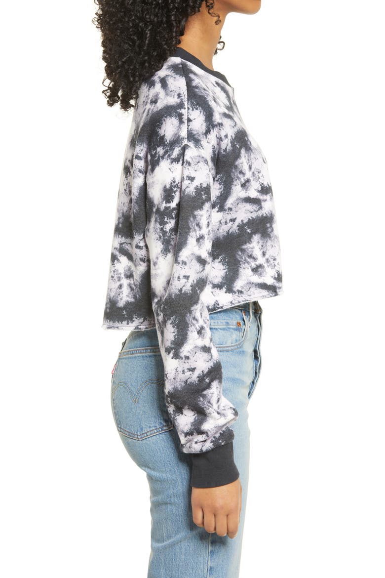 Crop Sweatshirt, Alternate, color, BLACK/ WHITE TIE DYE