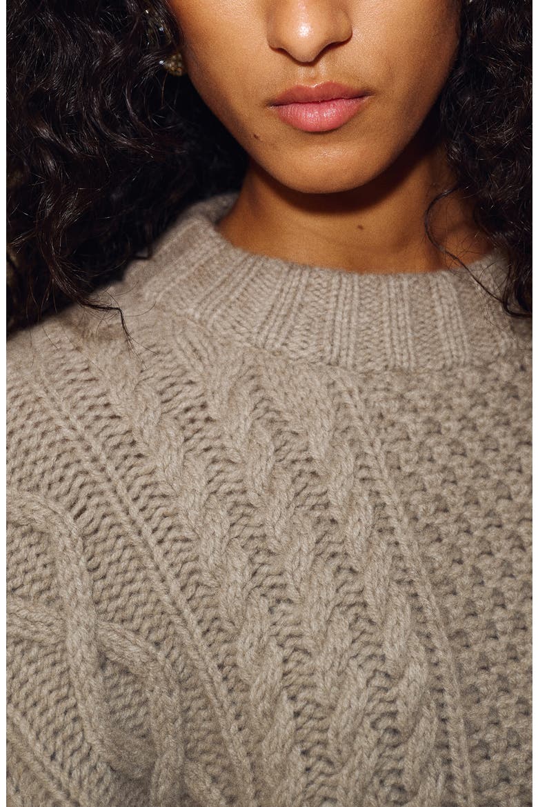 x Alexa Chung Oversized Cable Knit Sweater, Alternate, color, OATMEAL