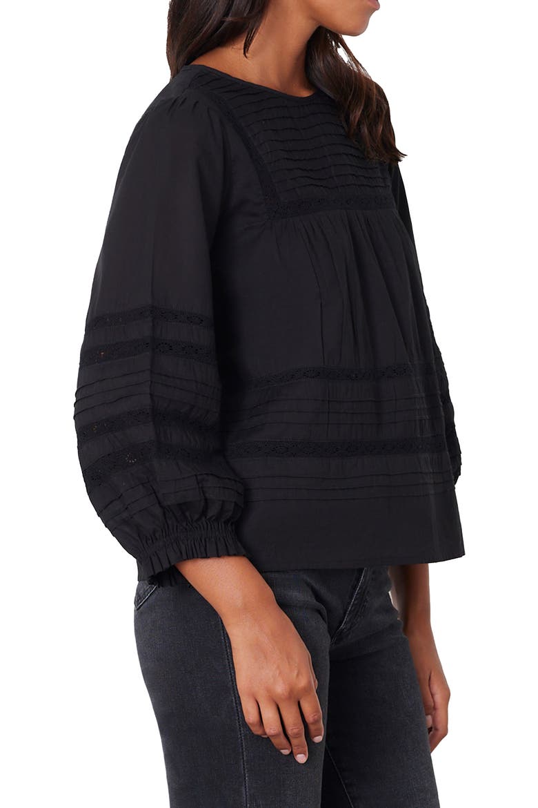 Dawn Lace Inset Cotton Blouse, Alternate, color, Black