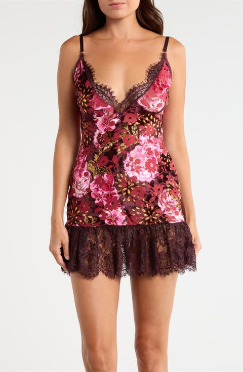 Floral Velvet Mini Slip