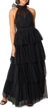 Petal & Pup Frances Halter Neck Tiered Tulle Gown