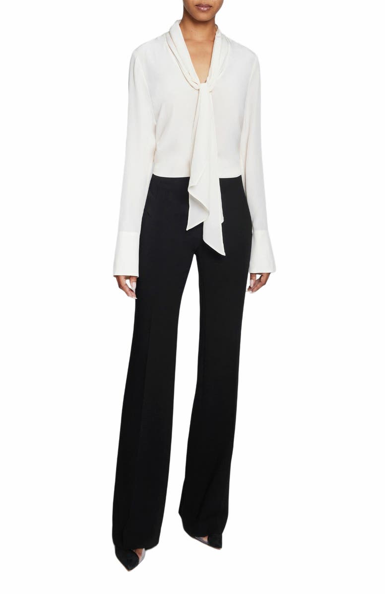 Santorelli AMANDA Long Sleeve Silk Blouse with Drop Neck Tie, Alternate, color, 