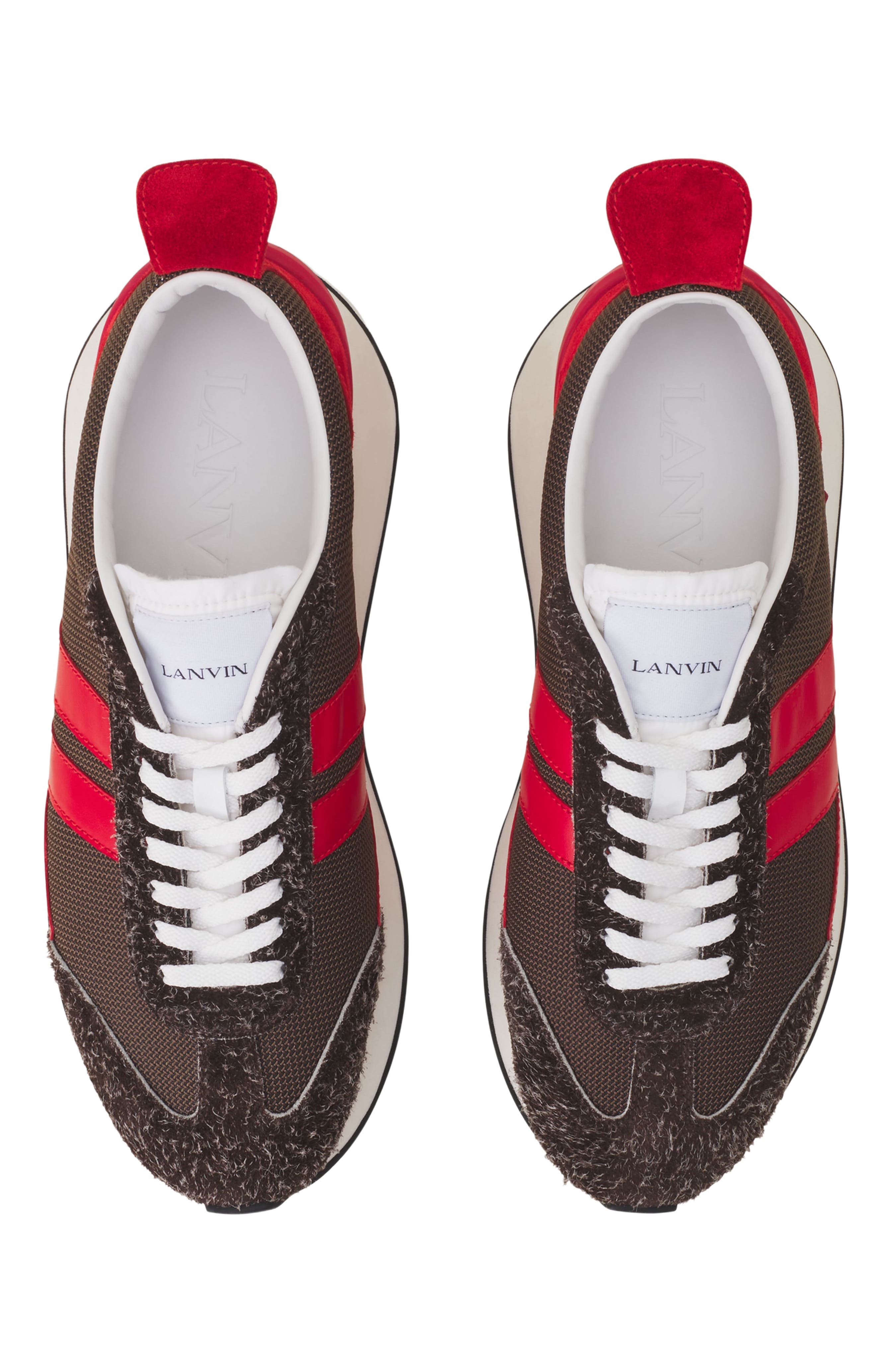 Lanvin Bumpr Mesh Sneakers, Alternate, color, Marron/Rouge