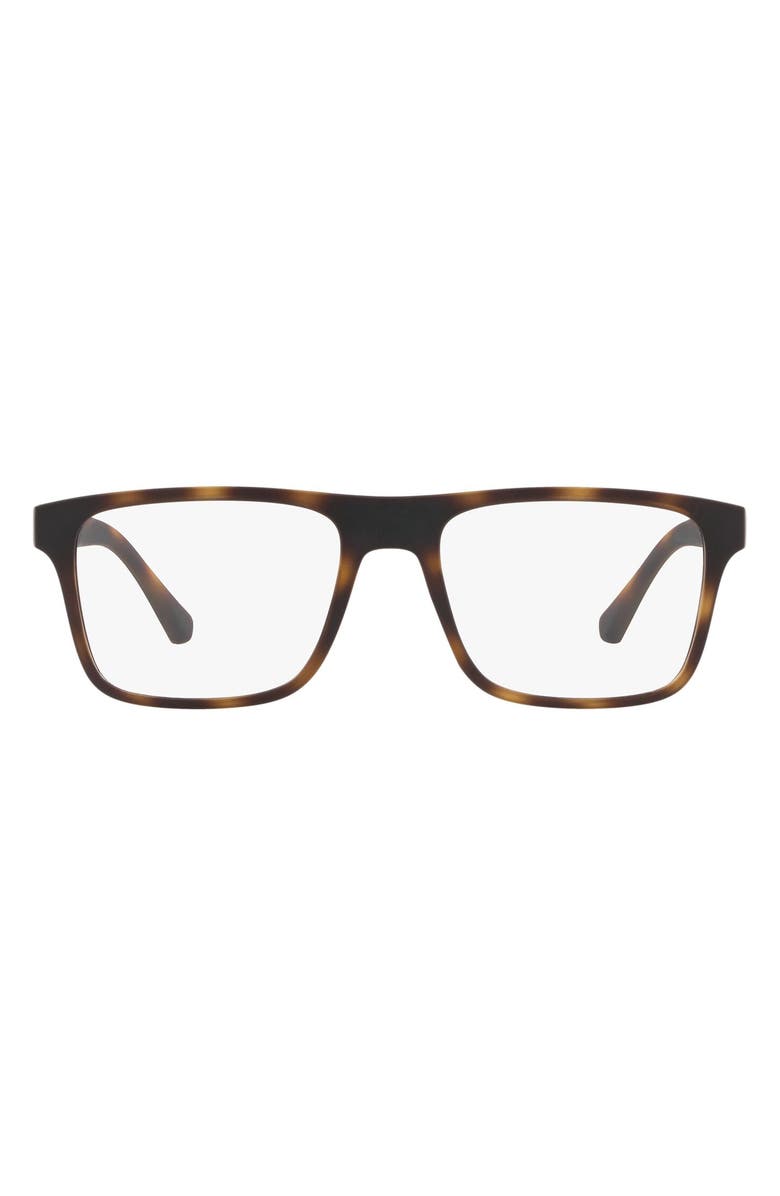Emporio Armani 54mm Rectangular Optical Glasses, Main, color, Havana