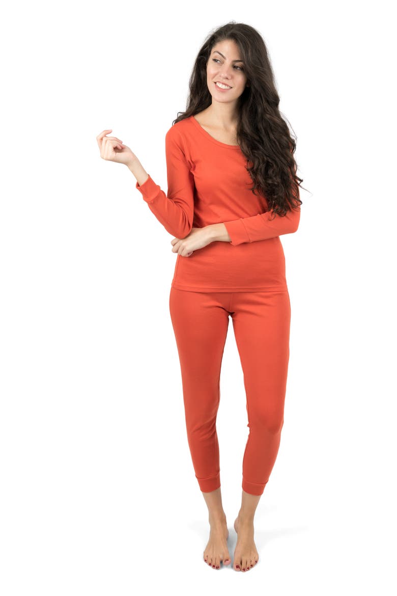 Women's Cotton Solid Matching Family Pajamas, Alternate, color, Orange