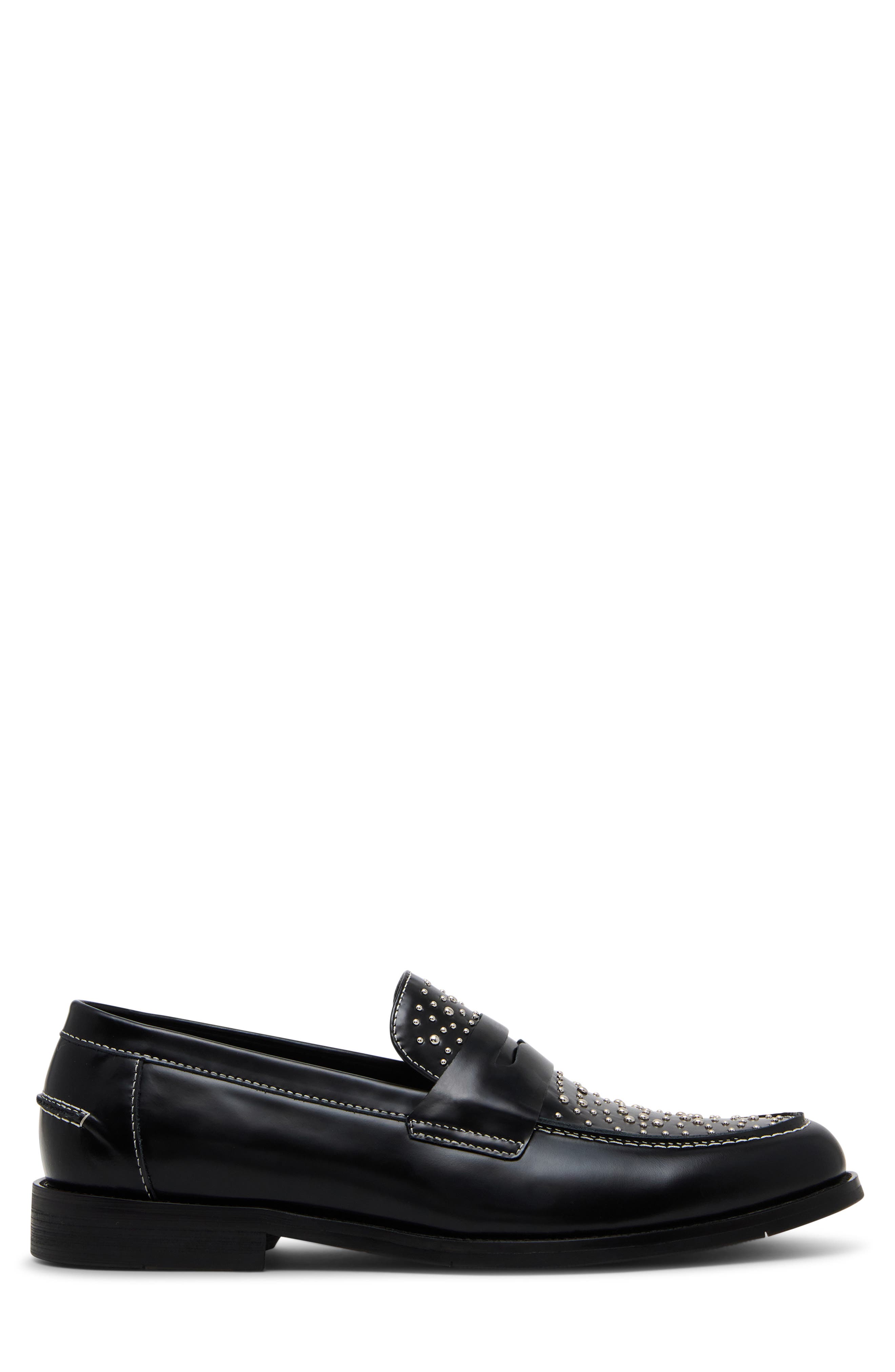 Natan Penny Loafer, Alternate, color, BLACK/ SILVER STUD