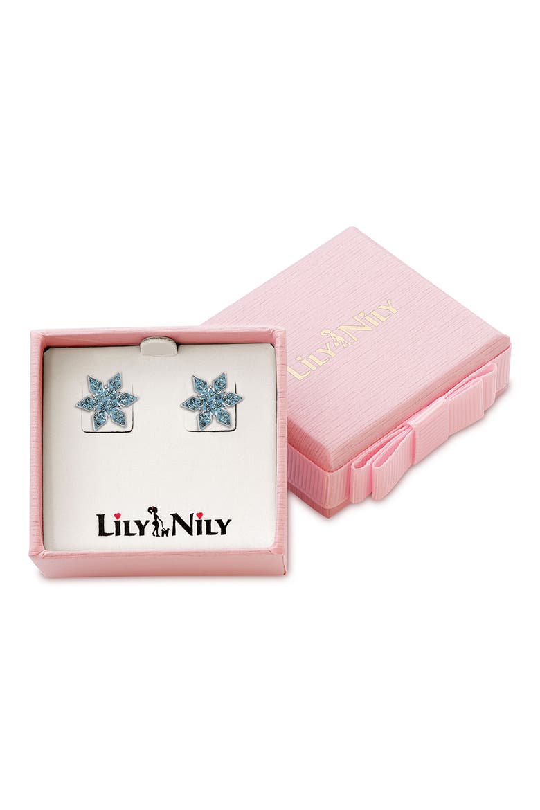 Kids' Crystal Snowflake Stud Earrings, Alternate, color, BLUE