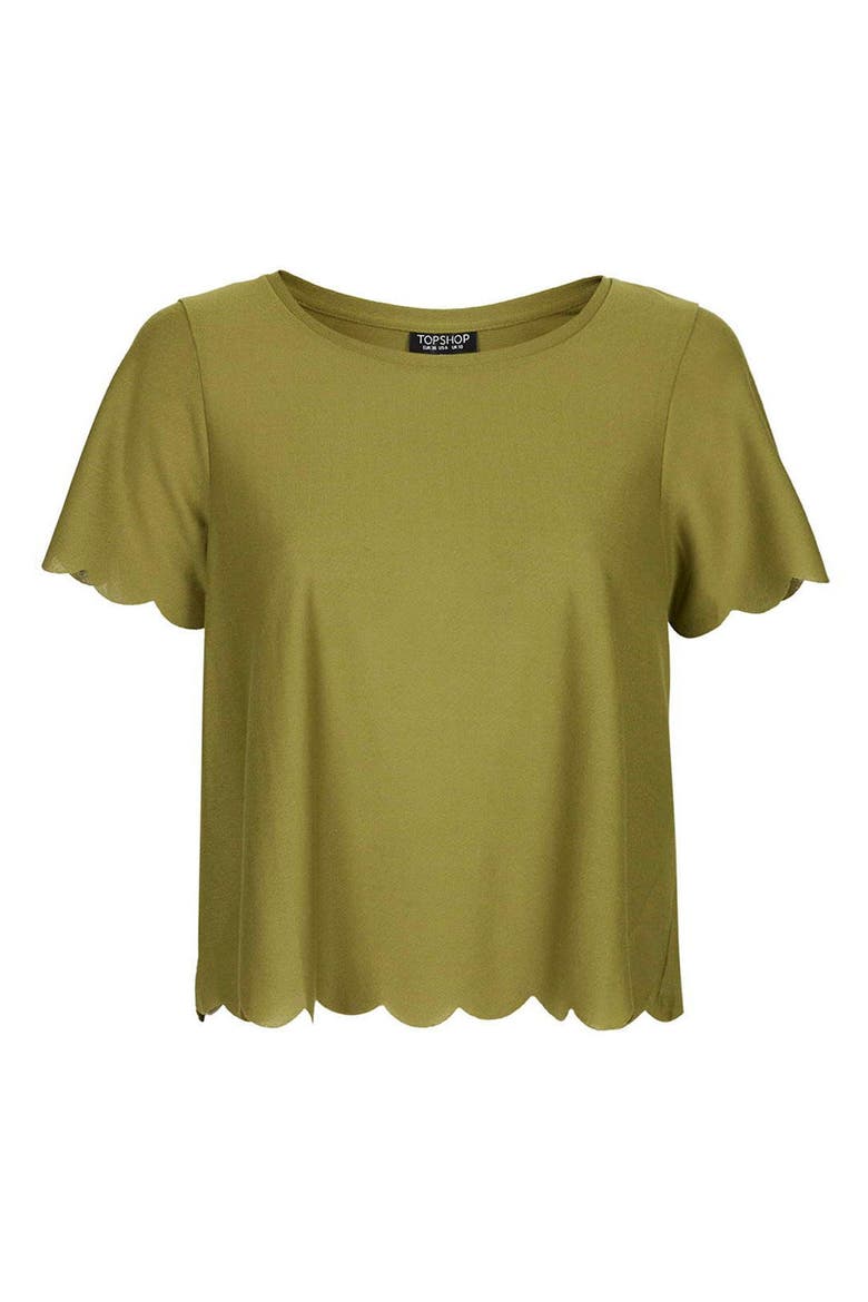 Scallop Frill Tee, Alternate, color, OLIVE