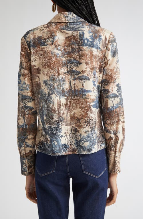 L'agence Maia Printed Lace Button-up Shirt In Multi