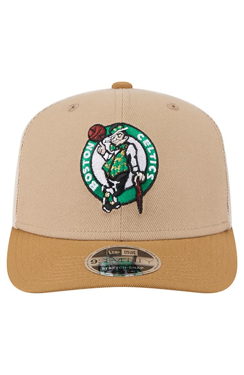 New Era Men's New Era Tan/Light Brown Boston Celtics Two-Tone 9SEVENTY Adjustable Trucker Hat, Alternate, color, Tan