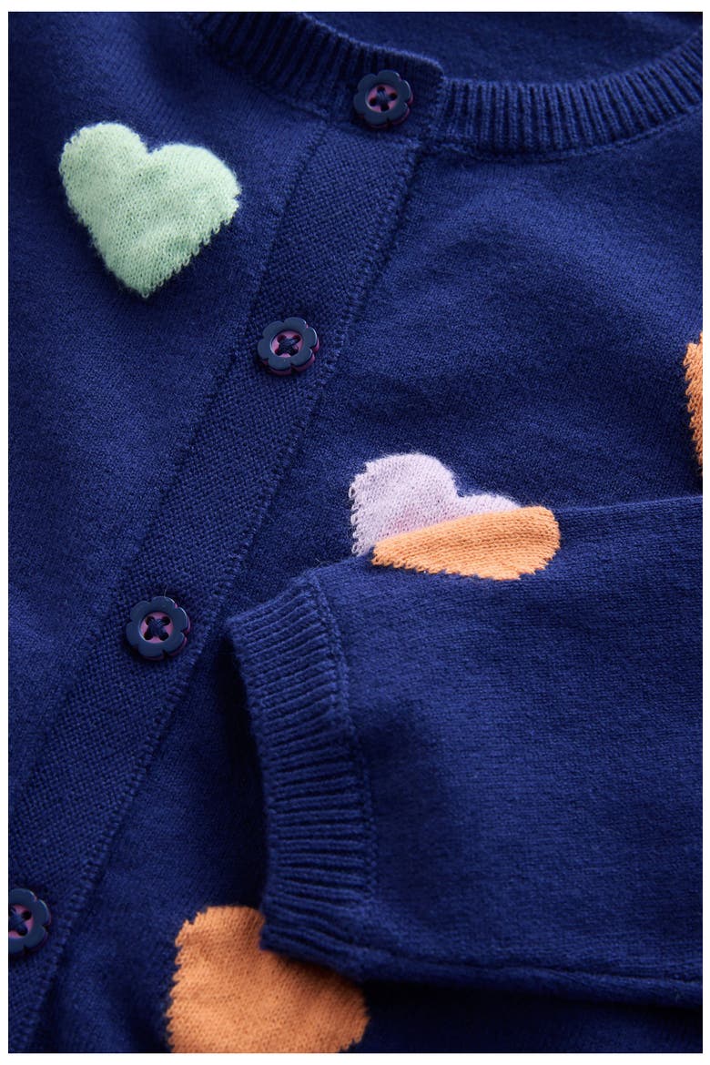 Kids' Rainbow Heart Cotton Blend Cardigan, Alternate, color, BLUE