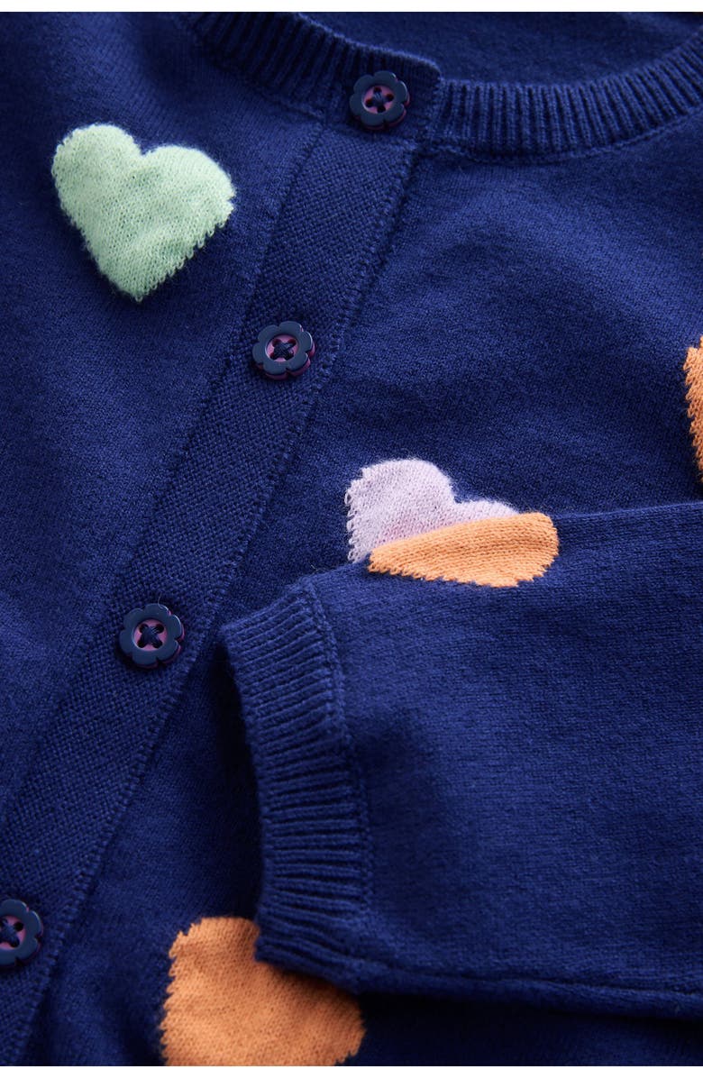 NEXT Kids' Rainbow Heart Cotton Blend Cardigan, Alternate, color, Blue