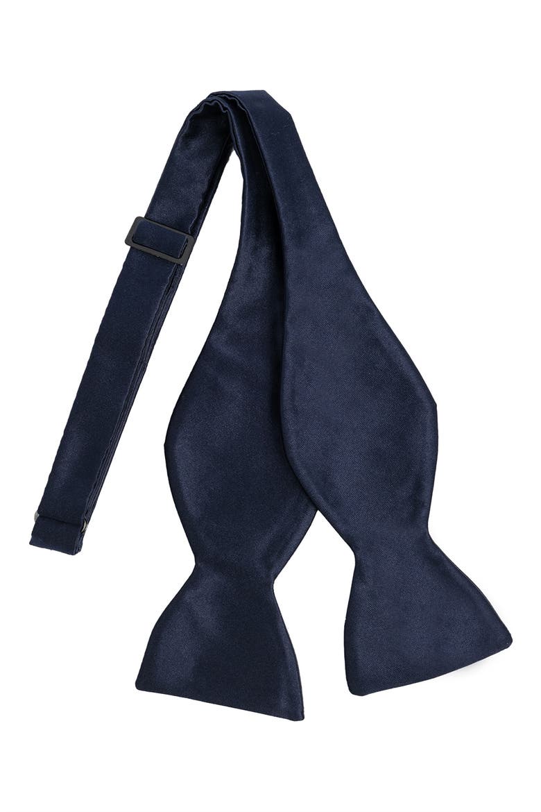 Men's Solid Satin Bow Tie, Alternate, color, NAVY