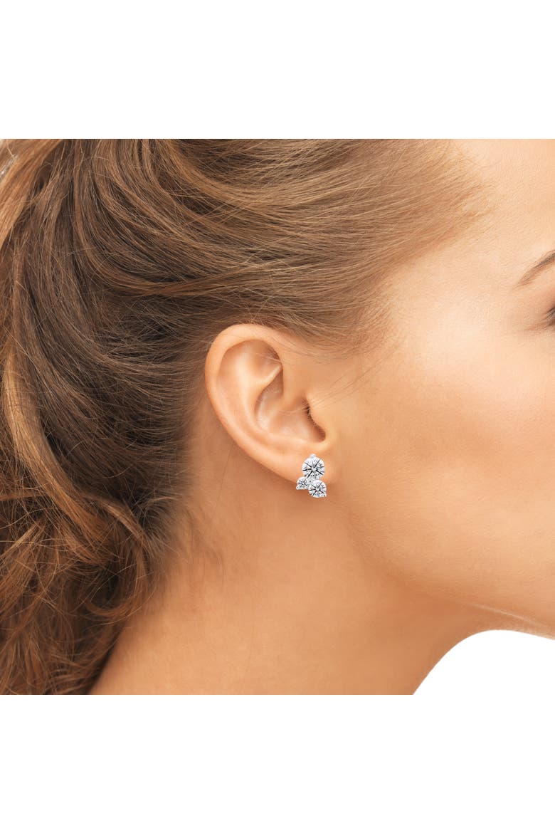 Sterling Silver Tri Stone Earrings, Alternate, color, Silver