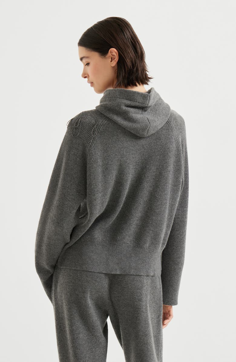 Brunello Cucinelli Cashmere English rib sweater, Alternate, color, Lead