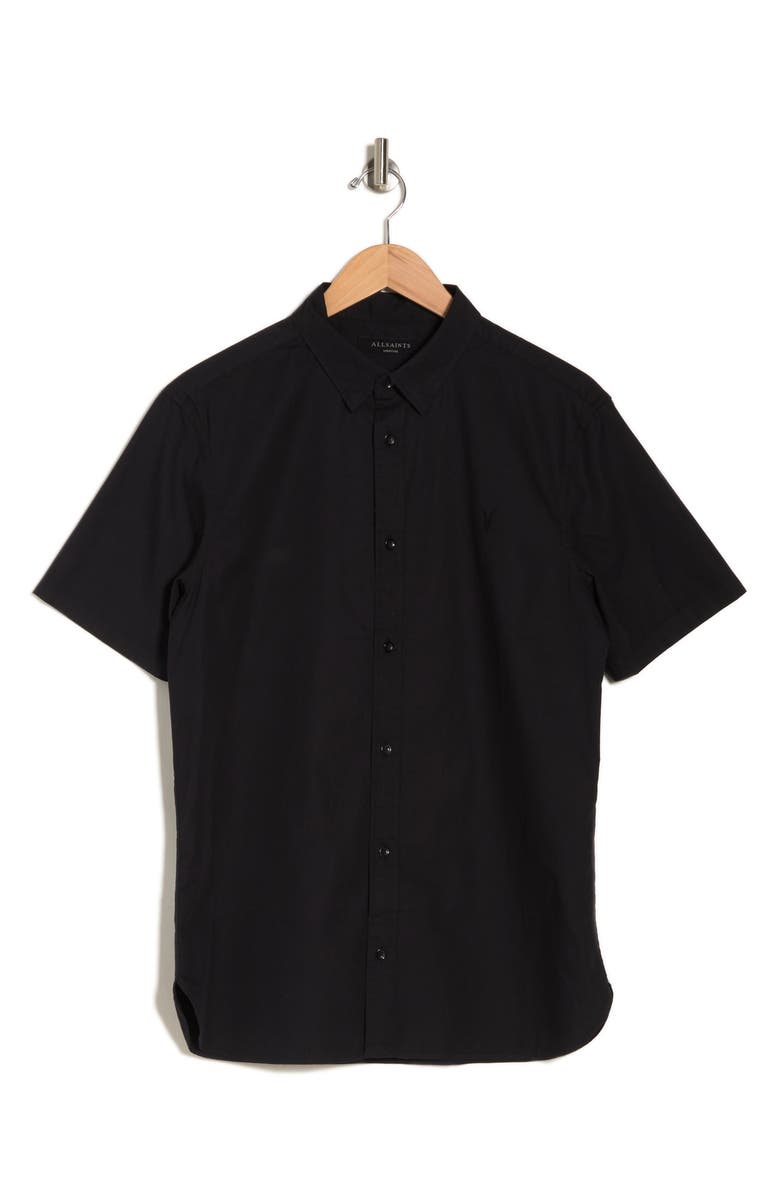 AllSaints Riviera Short Sleeve Button-Up Shirt, Alternate, color, Black