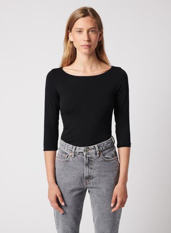 Tシャツ・カットソー MAJESTIC FILATURES BOAT NECK 3/4 SLEEVES SWEATER Soft Touch Relaxed 3/4 Sleeve Boatneck T-Shirt | BOATNECK 3