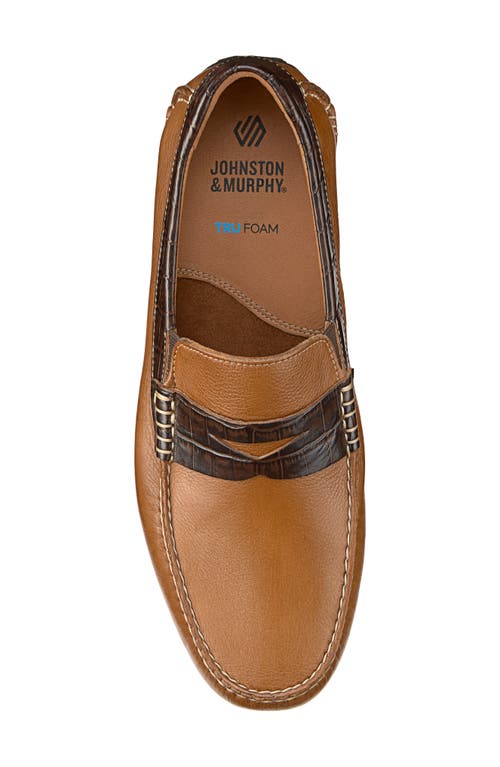 Johnston & Murphy Cort 2.0 Bit Loafer In Tan Full Grain/dark Brown Croc