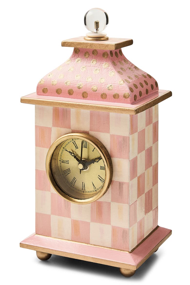 Rosy Check Wood Desk Clock, Main, color, ROSY