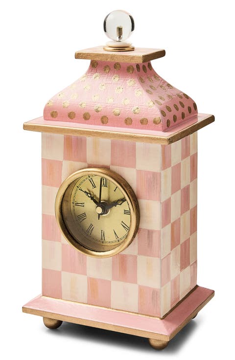 Rosy Check Wood Desk Clock