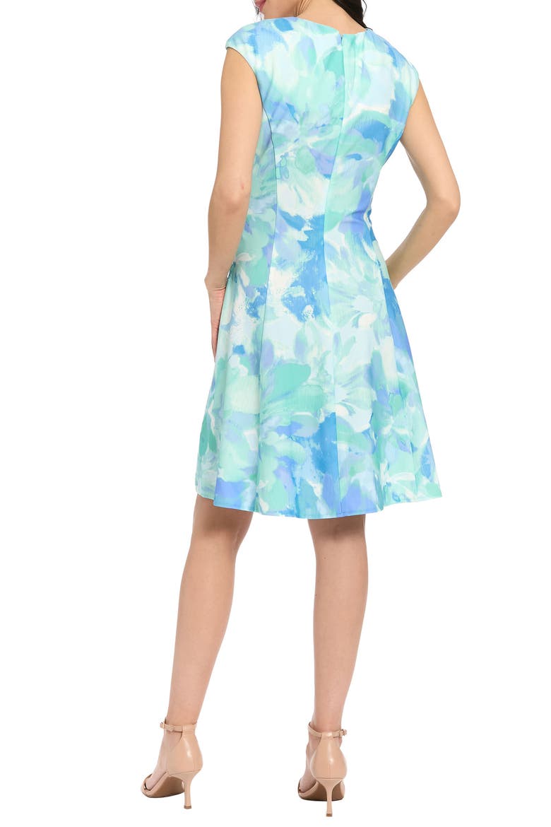 Cap Sleeve Fit & Flare Dress, Alternate, color, SAGE/ BLUE