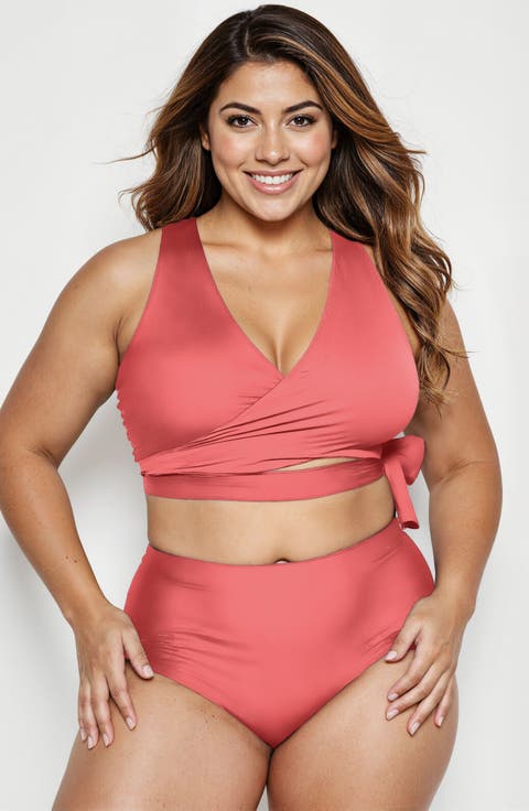Plus Size Emery 2-Piece Wrap Style Swim Set With Reversible Top and High-Waisted Bottom