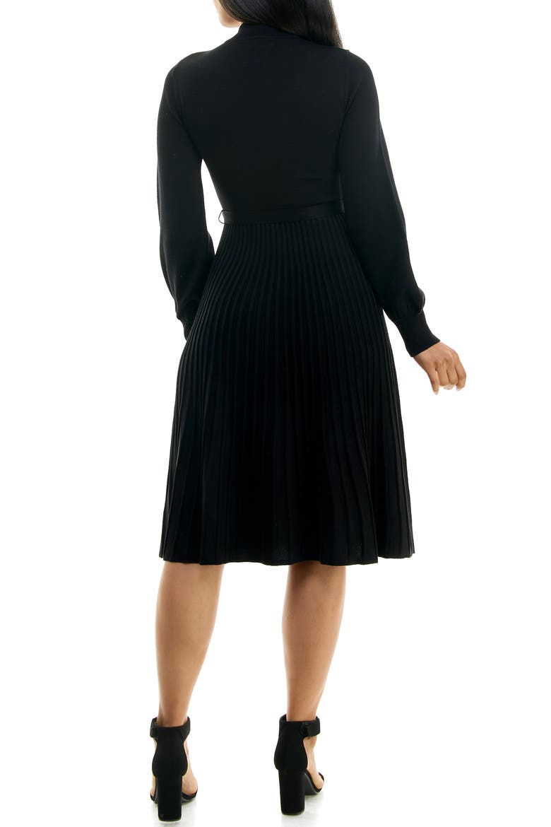 Mock Neck Long Sleeve Midi Sweater Dress, Alternate, color, BLACK