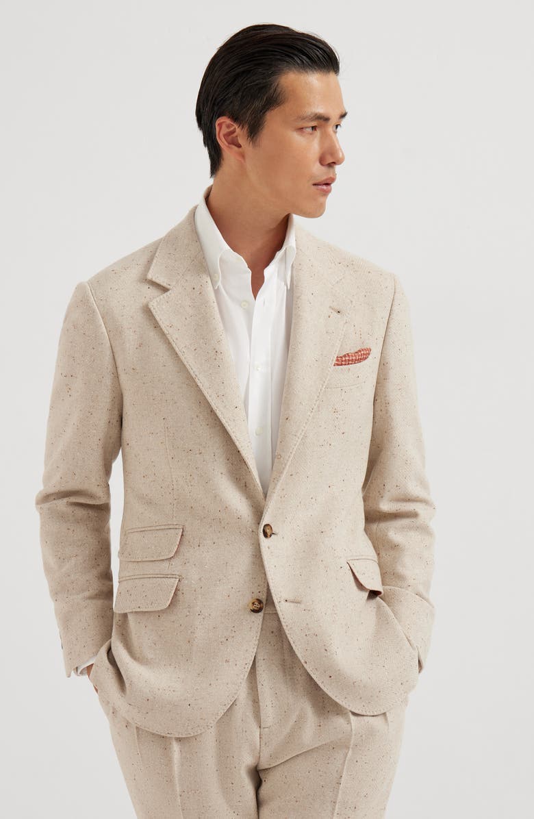 Brunello Cucinelli Diagonal twill unconstructed blazer, Alternate, color, Buff