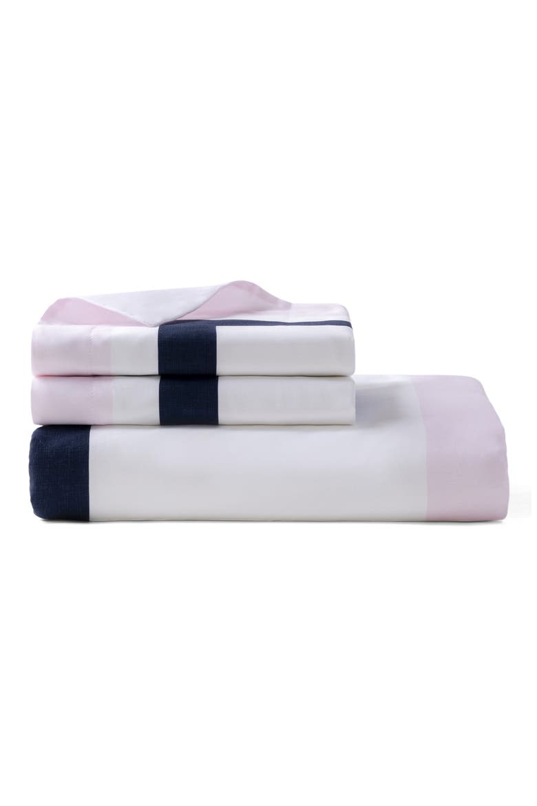 Double Border Turkish Cotton Sateen Duvet Cover & Sham Set, Main, color, PINK