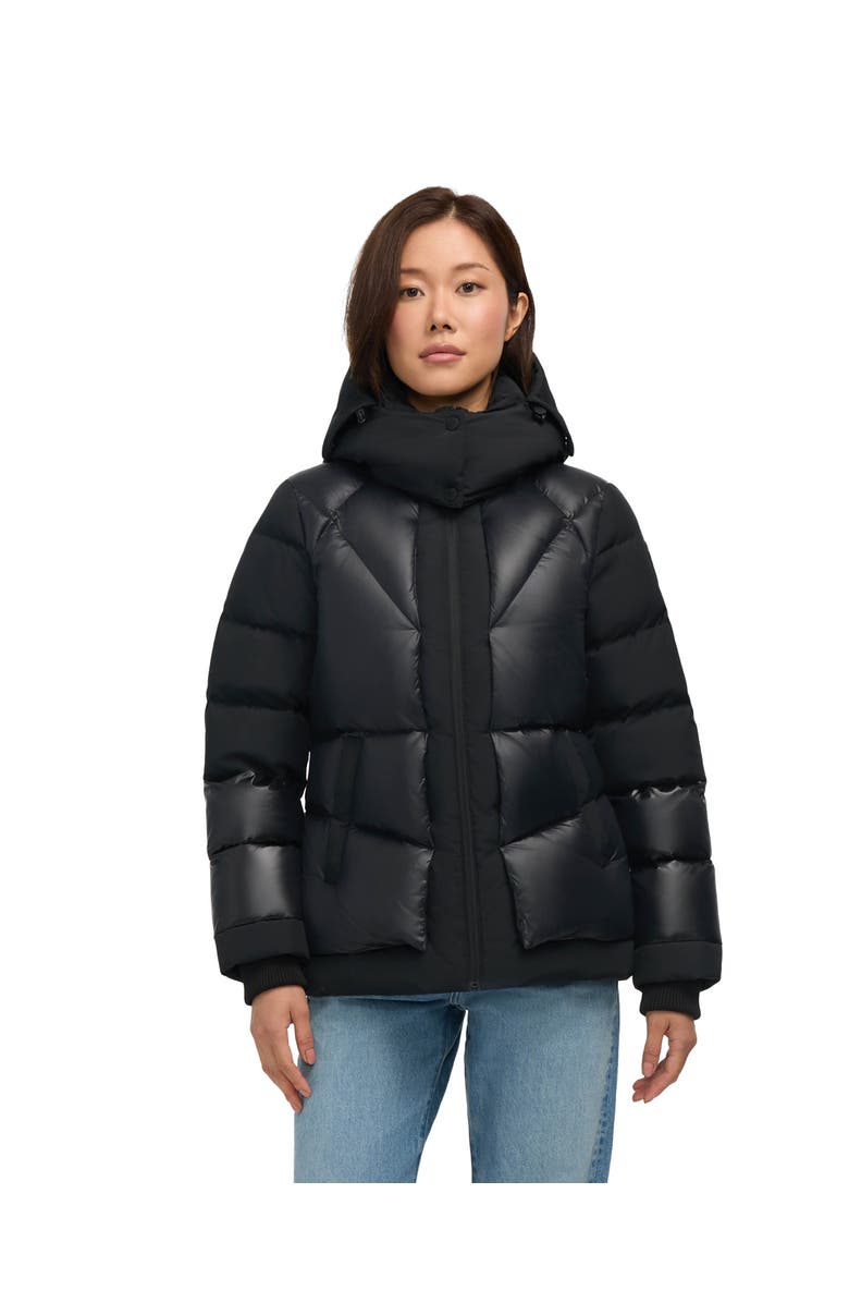 Pajar Vega Mixed Media Puffer Jacket with Removable Hood, Main, color, Black