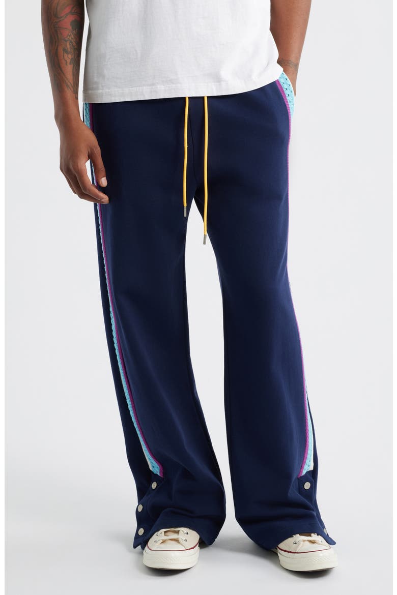 Open Stitch Side Stripe Drawstring Pants, Main, color, BLUE
