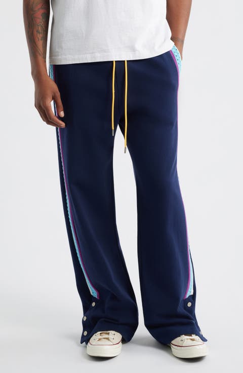 Open Stitch Side Stripe Drawstring Pants