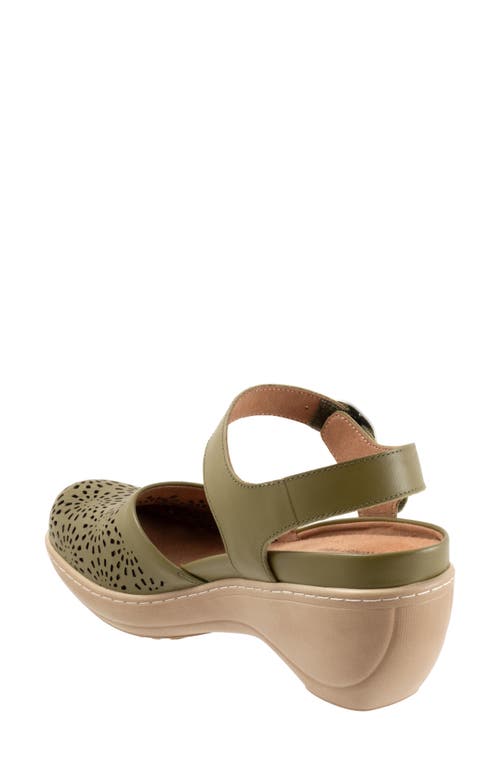 Softwalk ® Mabelle Perf Ankle Strap Platform Wedge Clog In Olive