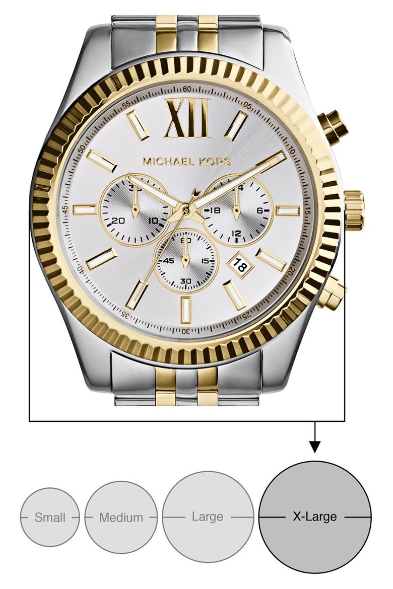 Large Lexington Chronograph Bracelet Watch, 45mm, Alternate, color, SILVER/ GOLD