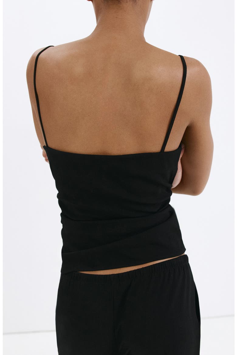 Ruched Square Neck Camisole, Alternate, color, BLACK